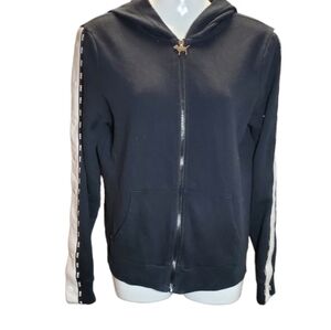 VS PINK button sleeve sport stripe hoodie S